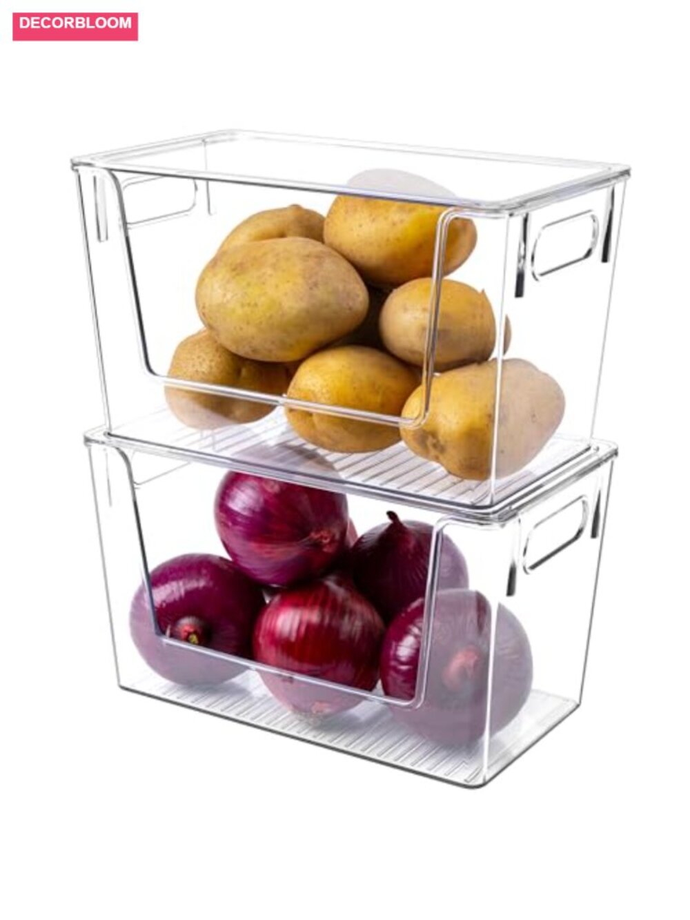 2 Pack Stackable Clear Storage Bins with Lids & Front Opening